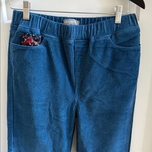 Blue Corduroy Pants with Patchwork Accent